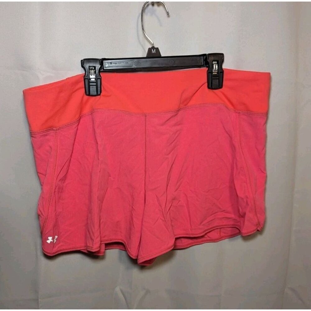 Pink Women's Under Armour Running Athletic Shorts Size XL Heat Gear With Liner